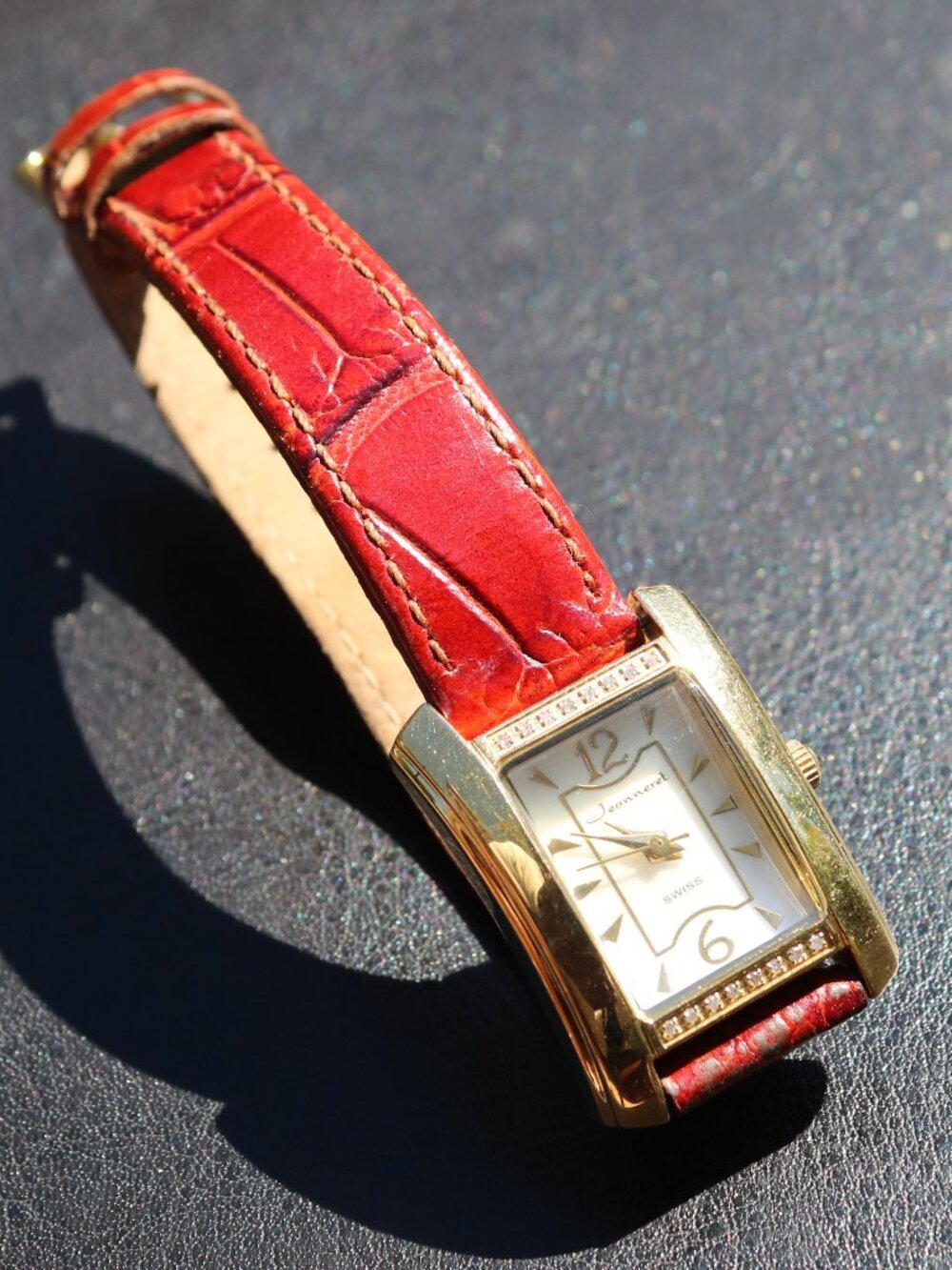 vintage Jeanneret Rhinestone-Accent Quartz Tank 1990s